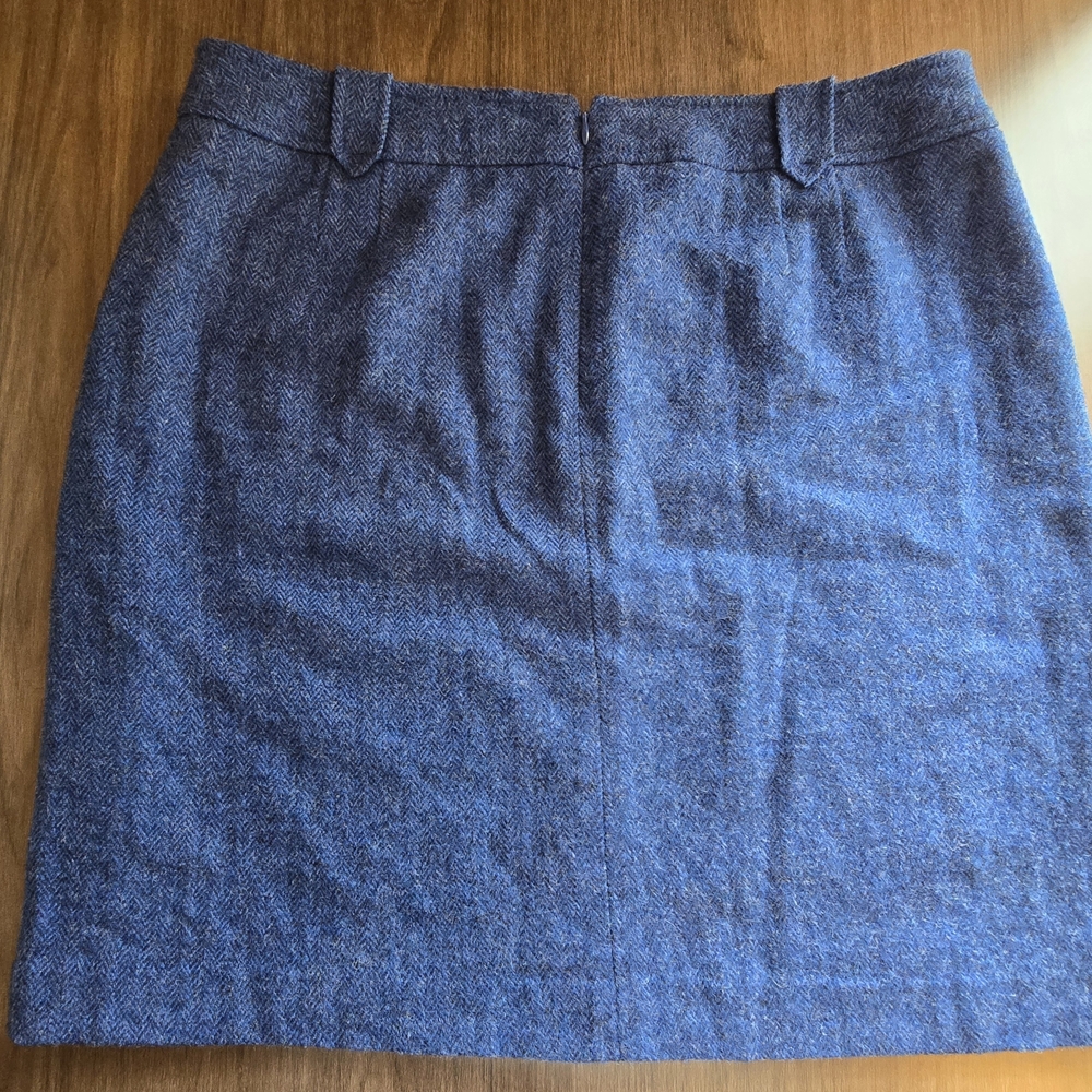 Talbots Royal Blue Wool Blend Herringbone Skirt Size 14 Office Attire - Picture 6 of 10